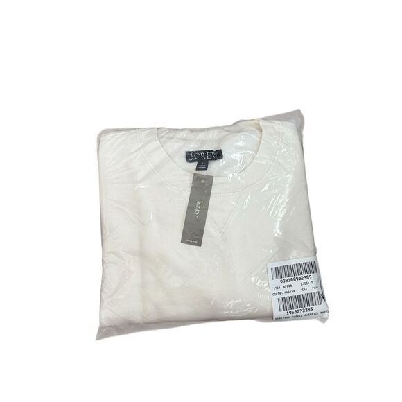 NWT J CREW Heritage fleece oversized crewneck sweatshirt in Ivory - Picture 4 of 6